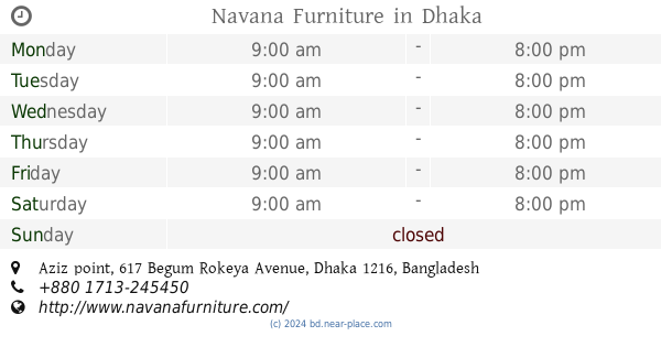 Navana Furniture Dhaka Opening Times Tel 880 1713 245450