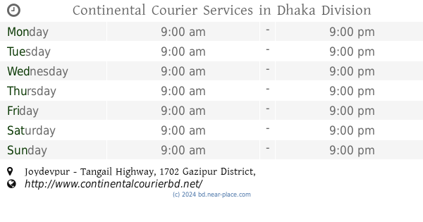 Continental Courier Services in Dhaka Division